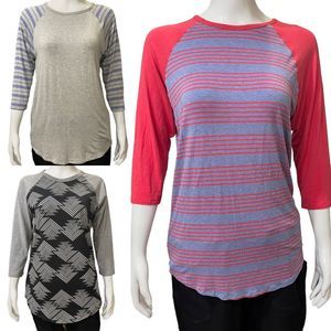 Lot 3 LuLaRoe Women's Randy Raglan T-Shirts Tops Size Medium 3/4 Baseball Sleeve
